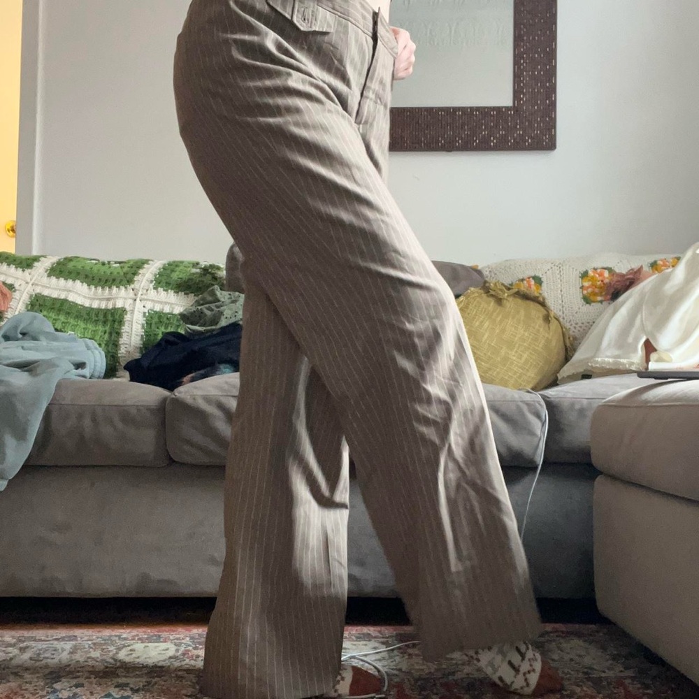 Ann Taylor Men's Taupe Striped Dress Pants - Picture 5 of 6